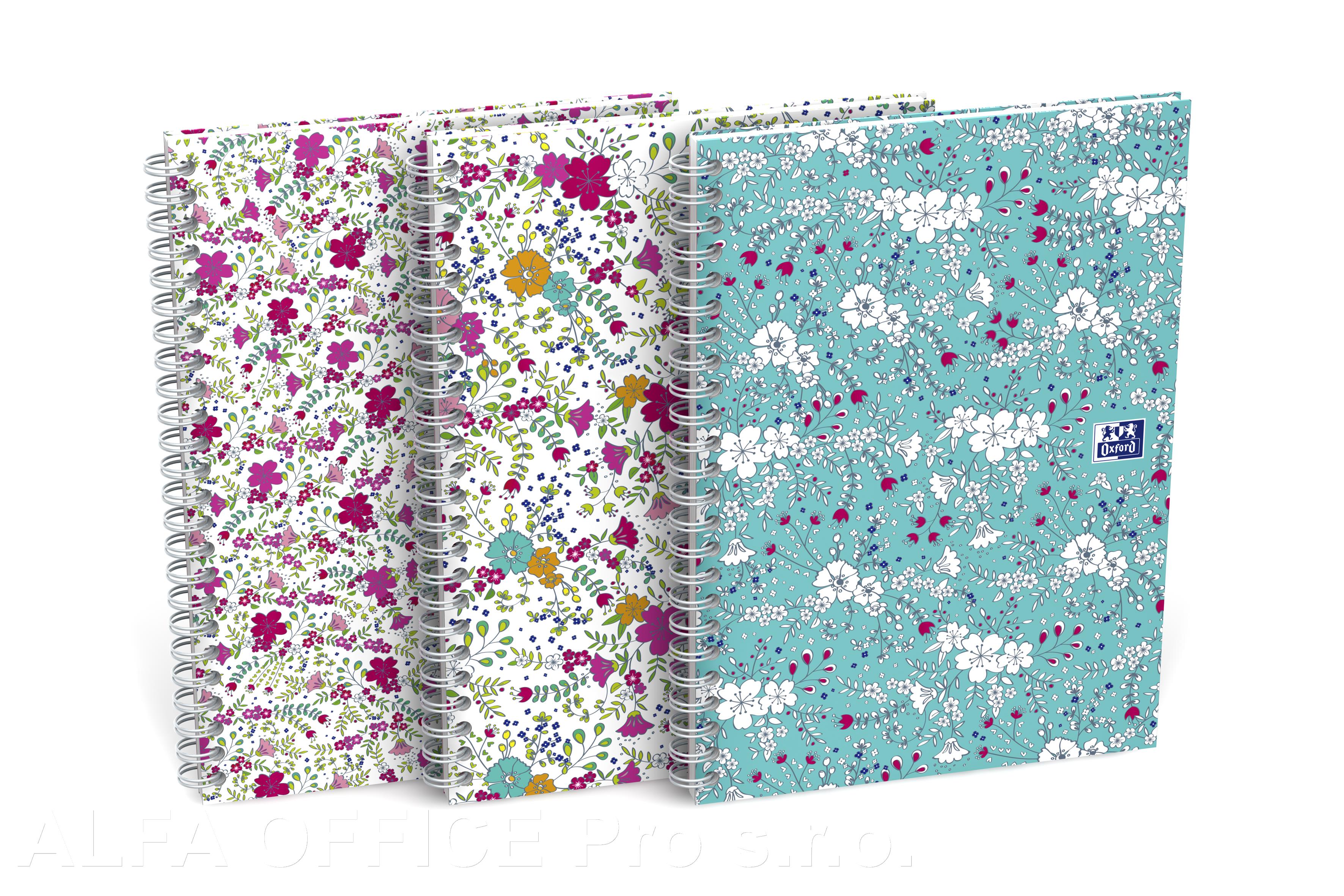 Blok Oxford Floral - A5 / linka / 60 listů / mix motivů