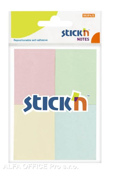 Samolepicí bločky Stick´n by Hopax - 38 x 51 mm / 4 x 50 lístků / pastelové barvy