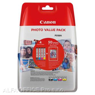 Canon originální ink CLI-571 CMYK, 0386C007, black/color, photo value pack, 4-pa