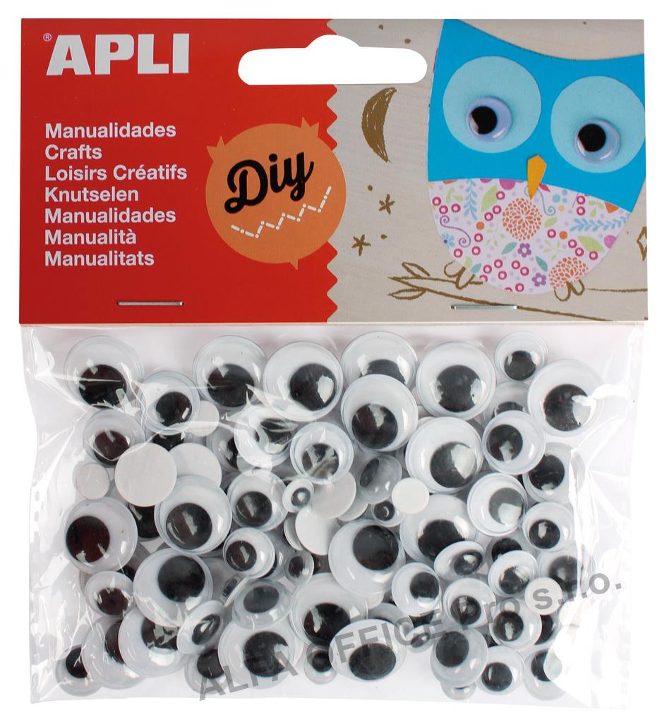 Samolepicí očička APLI lepící / černé / kulaté / 100 ks