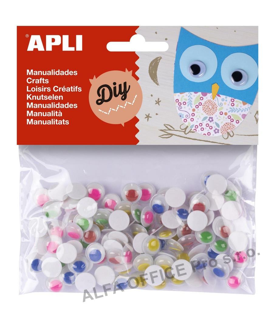 Samolepicí očička APLI kulaté / mix barev / 100 ks