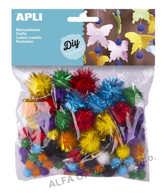 Kuličky POM POM APLI třpytky / 78 ks