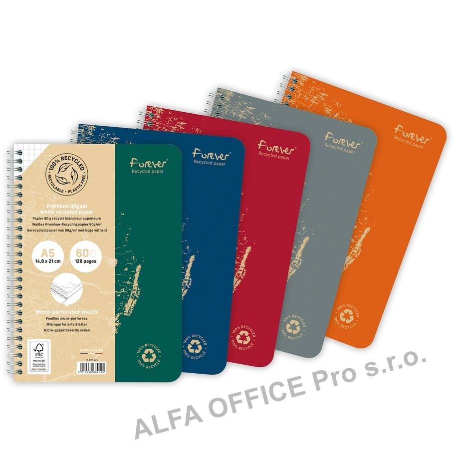 Blok kroužkový Clairefontaine forever A5 - čtvereček / 60 listů / mix barev