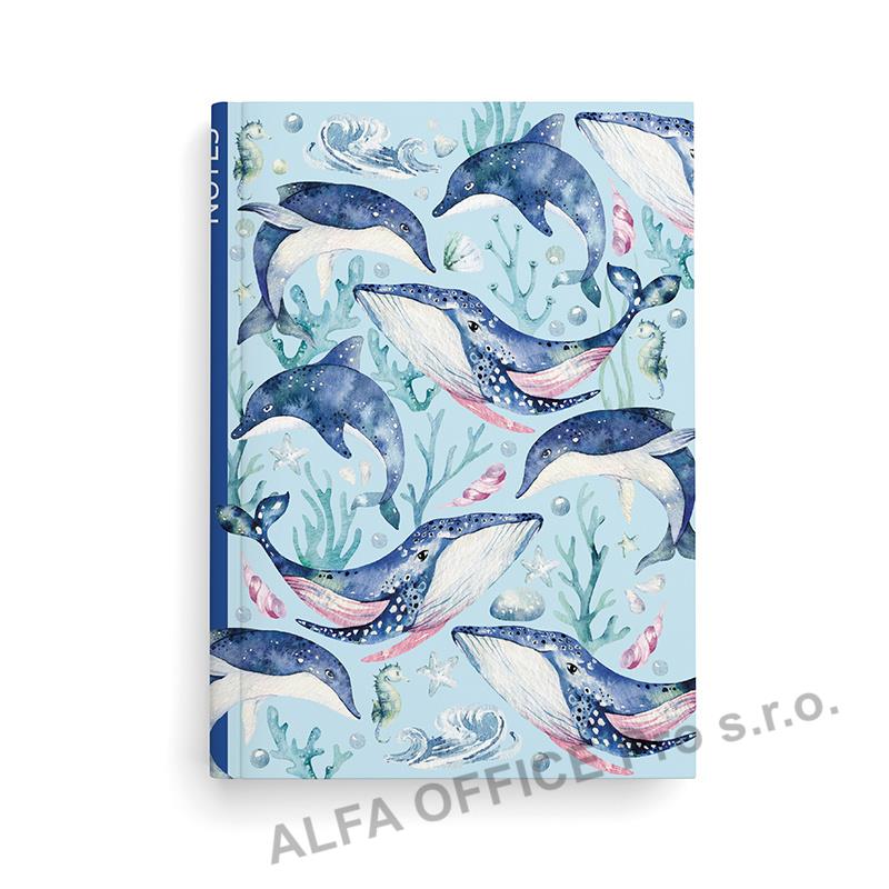 Kniha záznamní A5 - linka / 100 l / velryba