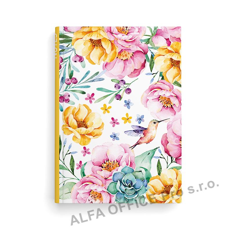 Kniha záznamní A5 - linka / 100 l / květy