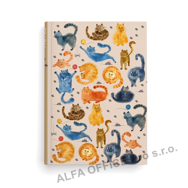 Kniha záznamní A5 - linka / 100 l / kočky
