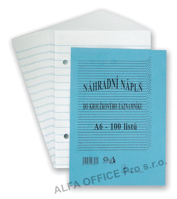 Náhradní náplně do kroužkových záznamníků - A6 / linka