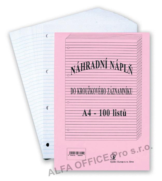 Náhradní náplně do kroužkových záznamníků - A4 / linka