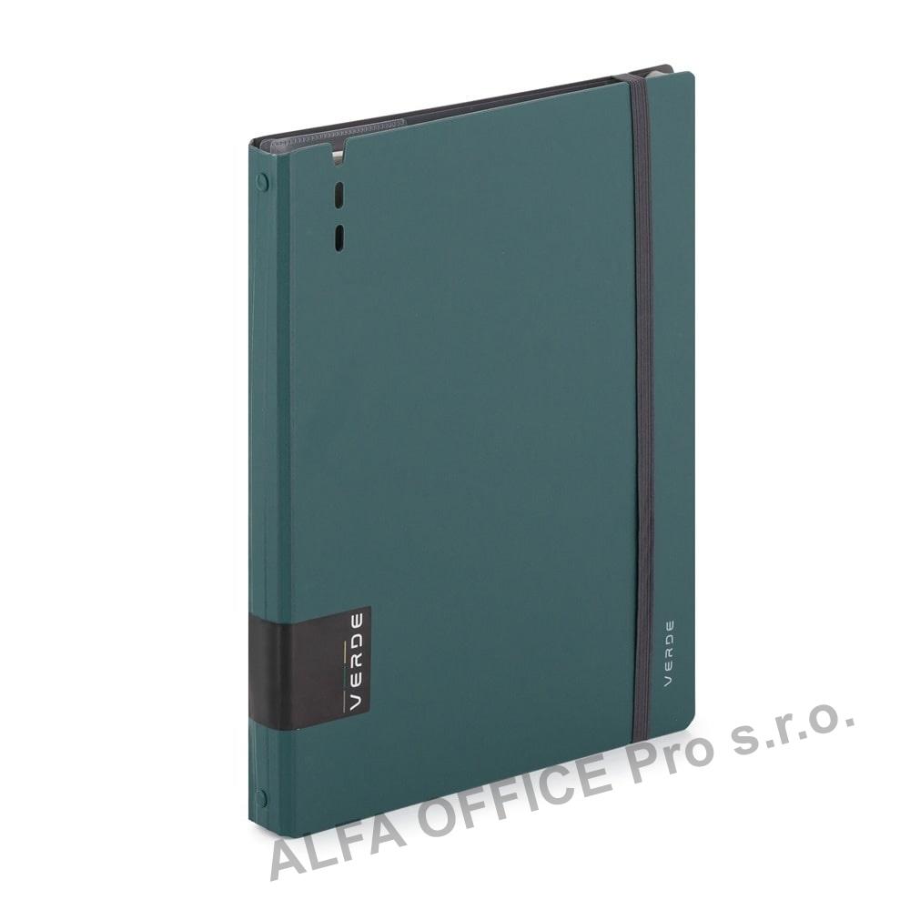 Kroužkový záznamník VERDE Karis A4 - 90 l / zelená