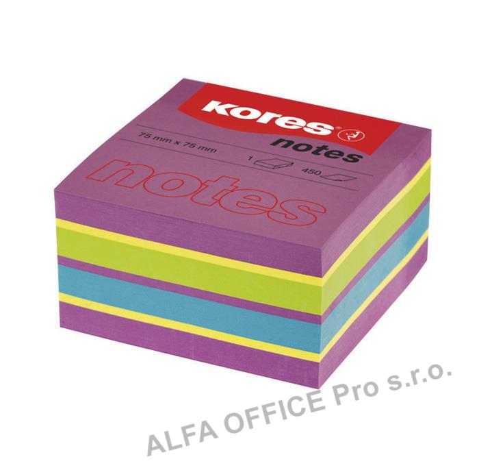 Samolepicí bloček Kores Cubo Spring - 75 x 75 mm / 450 lístků