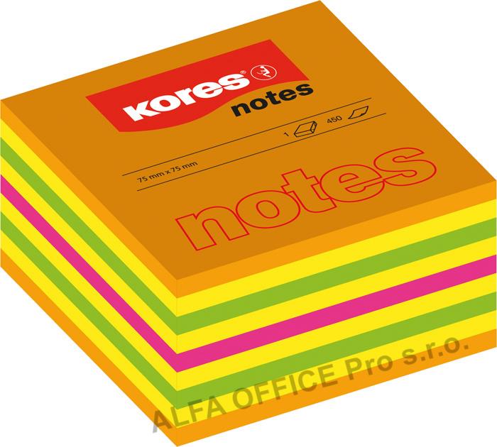 Samolepicí bloček Kores Cubo - 75 x 75 mm / 450 lístků