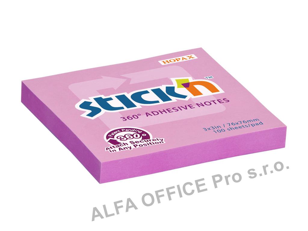 Samolepicí bločky Stick´n by Hopax 360° - 76 x 76 mm / 100 lístků / růžová