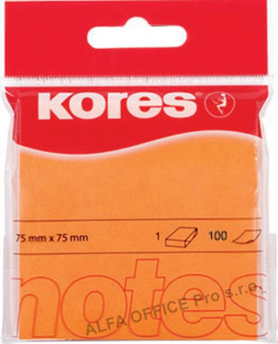 Samolepicí bloček Kores neon - oranžová