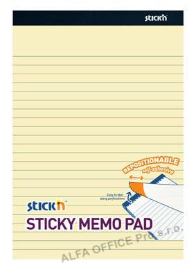 Samolepicí bločky Stick´n by Hopax - 254 x 178 mm / linka / 50 listů / žlutá