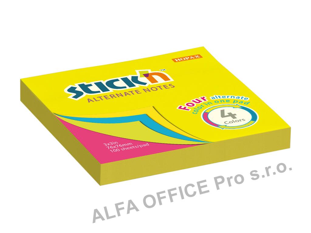 Samolepicí bločky Stick´n by Hopax Alternate - 76 x 76 mm / neonové barvy