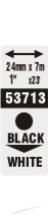 Pásky D1 standardní - 24 mm x 7 m / černý tisk / bílá páska