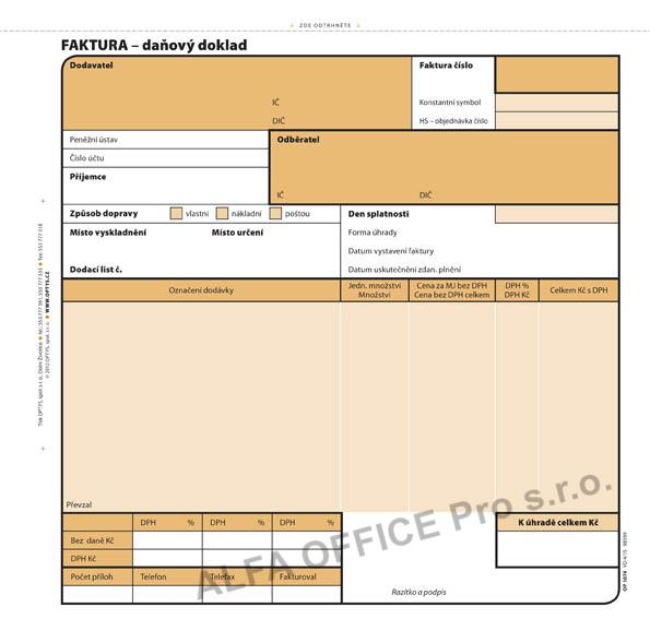 Optys 1074 faktura 20 cm x 21 cm 100 listů NCR