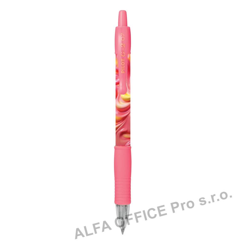 Gelový roller Pilot G-2 Flow 0,7 - růžová / modrá náplň