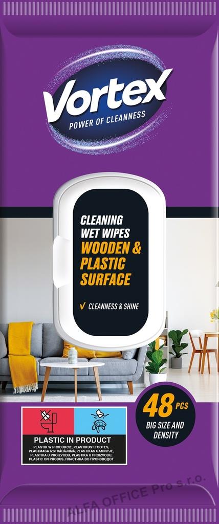 Vlhčené ubrousky VORTEX - na dřevěné povrchy / 48 ks