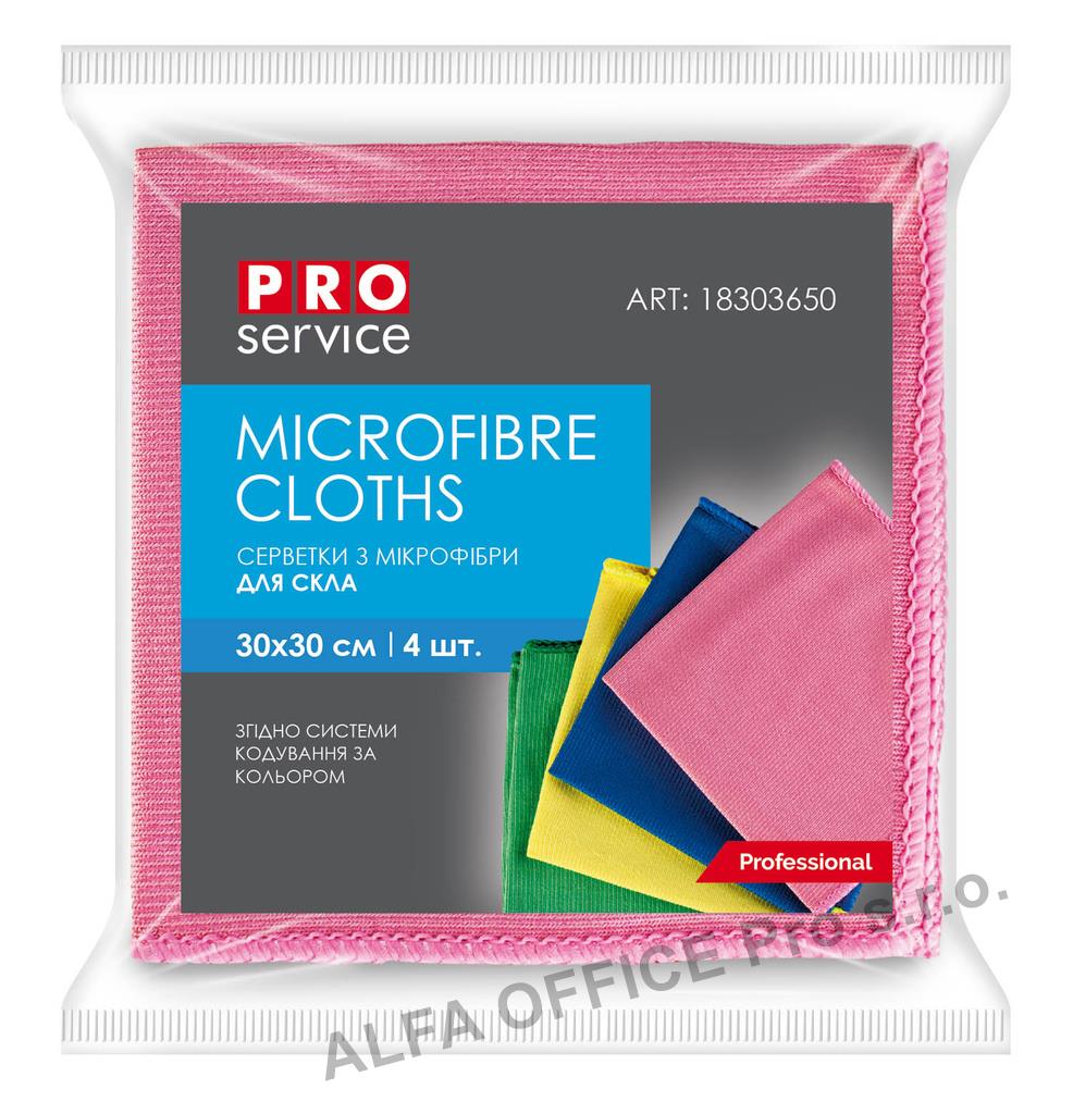 Utěrka z mikrovlákna PRO service na sklo 4 ks - 30 x 30 cm / mix barev