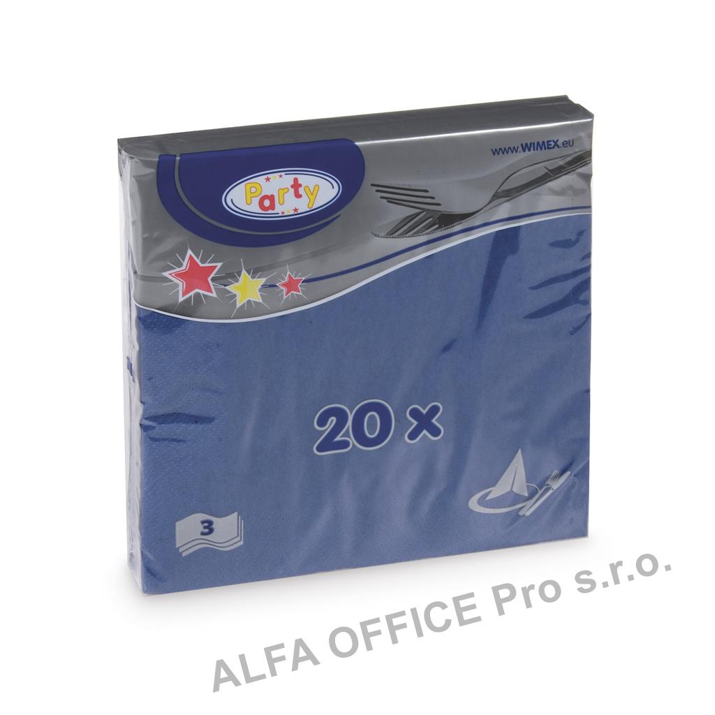 Wimex papírové ubrousky modré 3-vrstvé 33 cm x 33 cm 20 ks