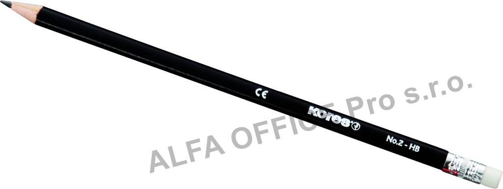 Tužka Kores trojhranná - HB / černá / s pryží