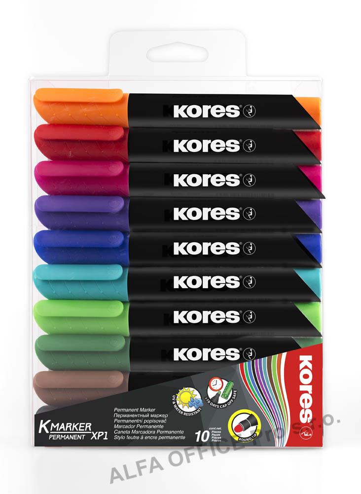 Popisovač Kores K-Marker Permanent - sada 10 ks / kulatý hrot