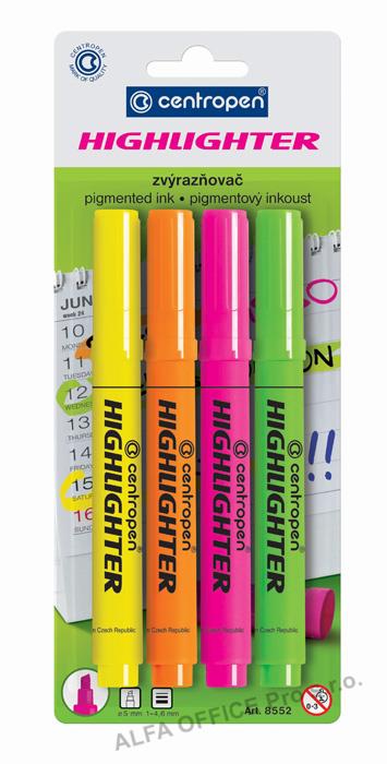 Zvýrazňovač Centropen HIGHLIGHTER 8552 / sada 4 ks