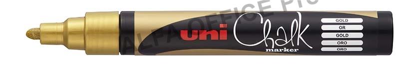 Popisovač křídový UNI Chalk Marker PWE-5M / zlatá