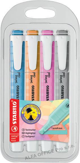 Zvýrazňovač STABILO® SWING COOL Pastel / sada 4 ks