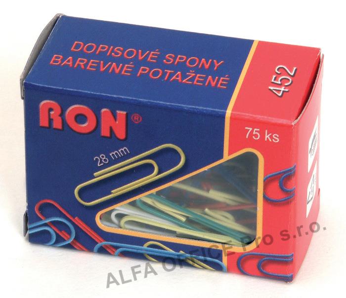 Dopisní spony RON barevné - 28 mm / 75 ks
