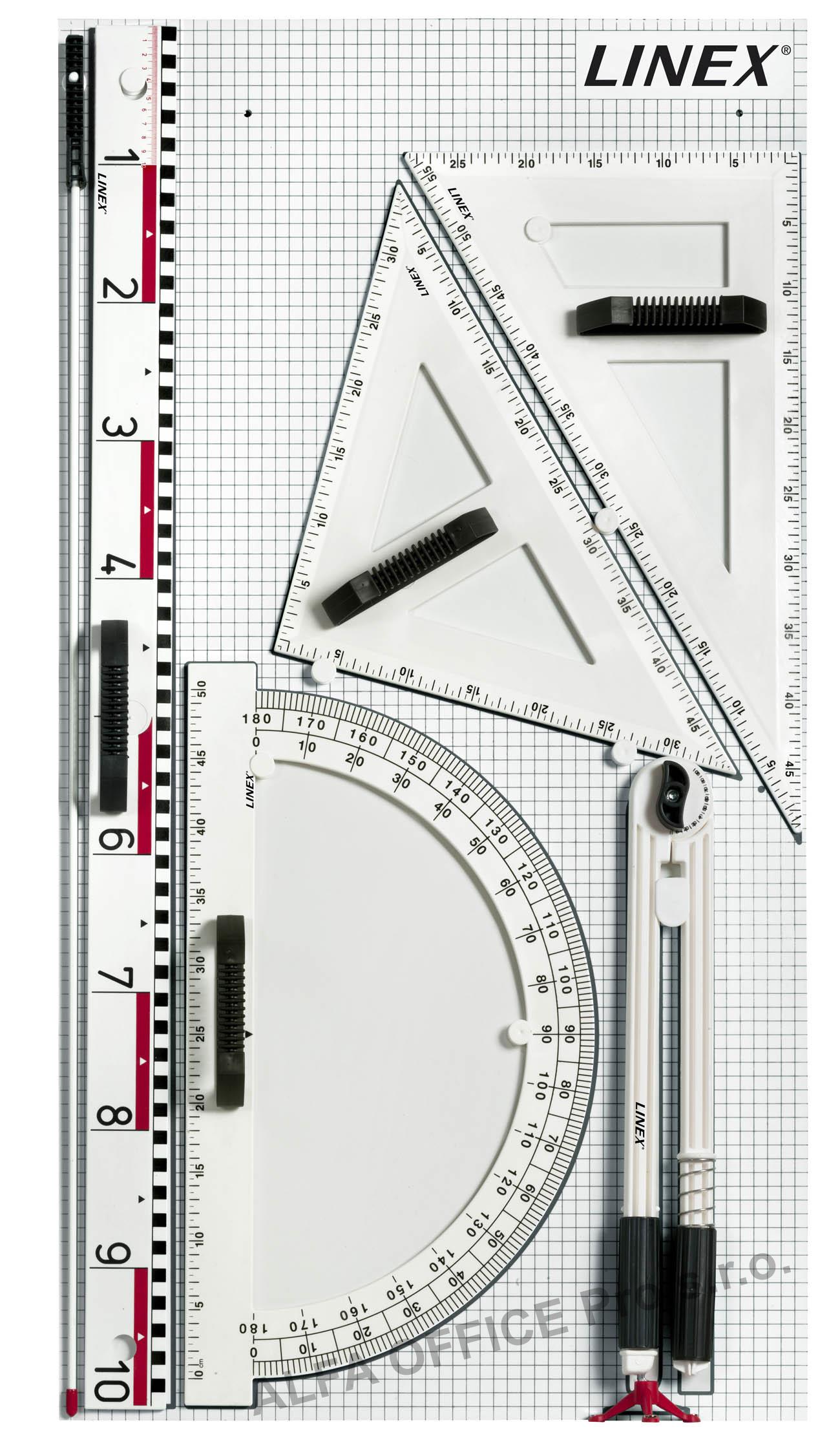 Magnetické rýsovací potřeby na školní tabuli LINEX - sada 6 ks