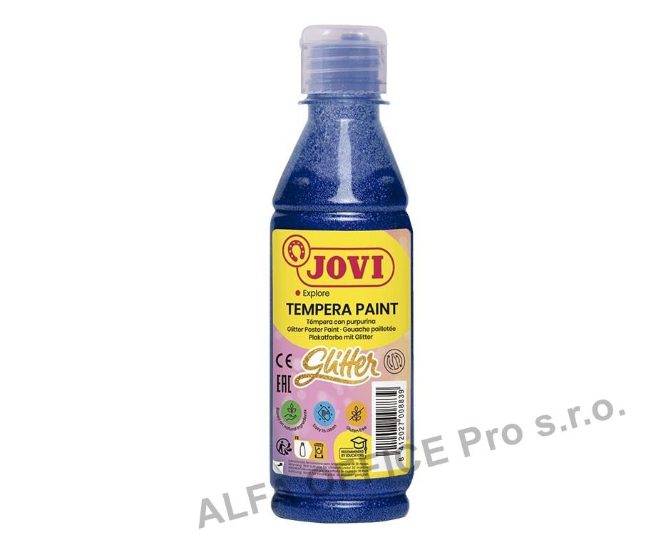 Tekuté temperové barvy JOVI PREMIUM v lahvi - 250 ml / glitr modrá