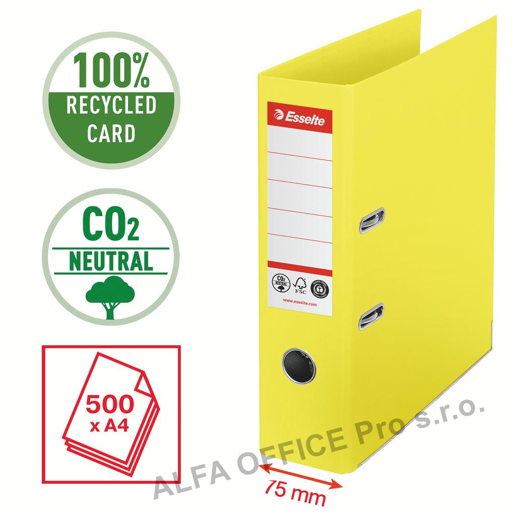 Pořadač pákový Esselte CO2 neutrální - A4 / hřbet 7,5 cm / žlutá