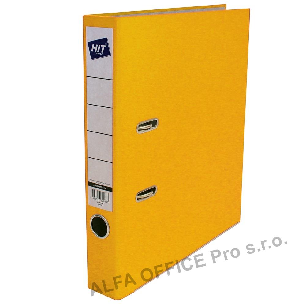 Pořadač A4 pákový prešpán Hit Office - hřbet 5 cm / žlutá