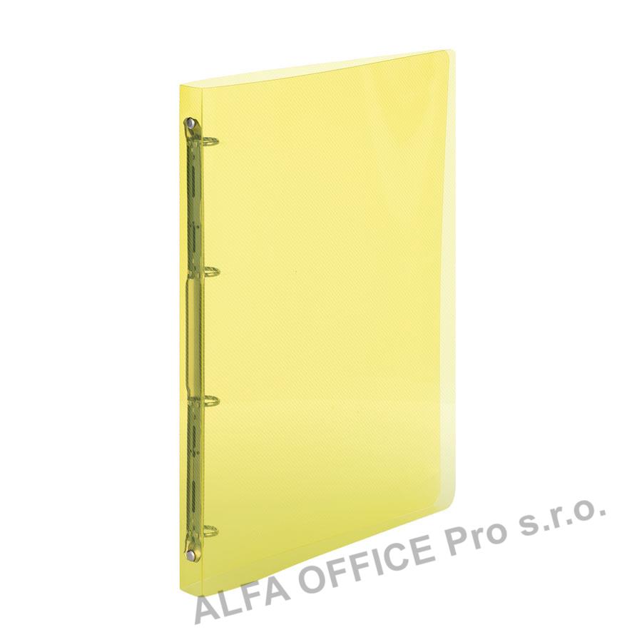 Desky A4 kroužkové průsvitné - 4 - kroužek / žlutá