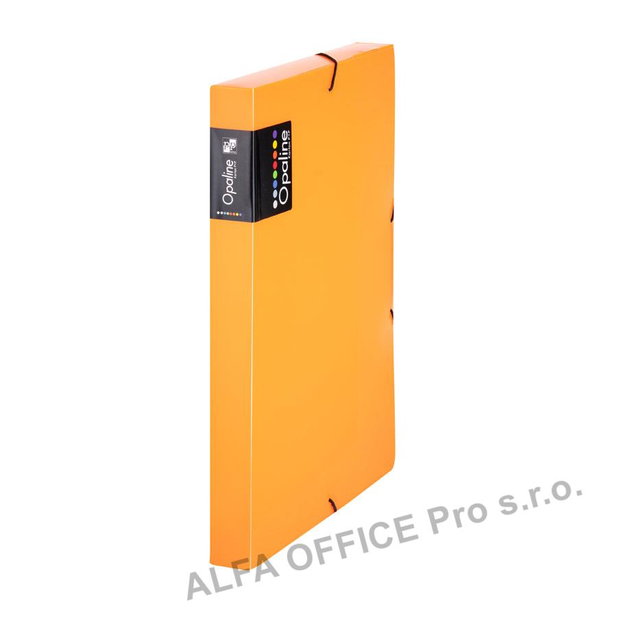 Box na spisy A4 s gumou průsvitný Opaline - hřbet 3 cm / oranžová