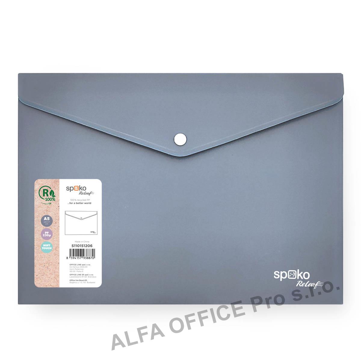Spisové desky s drukem Spoko ReLeaf Soft touch - A5 / šedomodrá