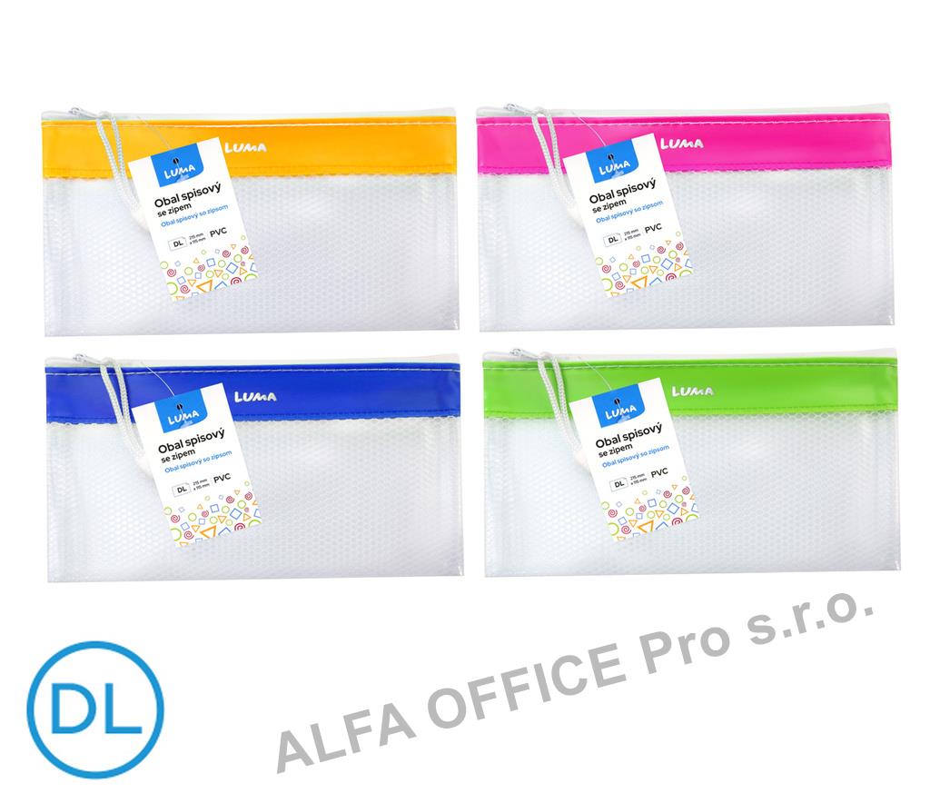 Spisové desky LUMA na zip síťované - DL / barevný mix