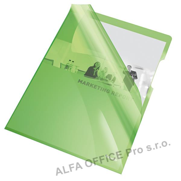 Zakládací obal A4 silný barevný - tvar L / zelená 25 ks