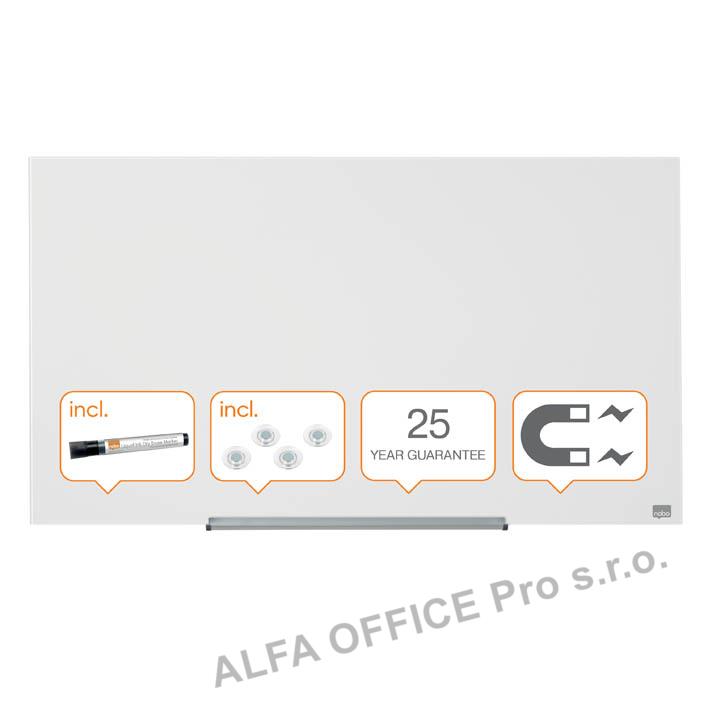 Tabule magnetické skleněné Diamond - 99,3 x 55,9 cm / bílá