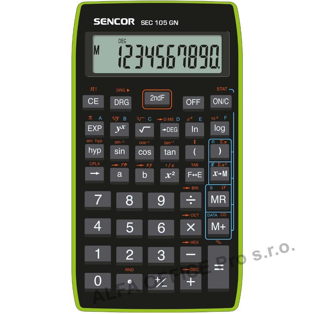 Kalkulačka Sencor 105 GN vědecká displej 10 míst