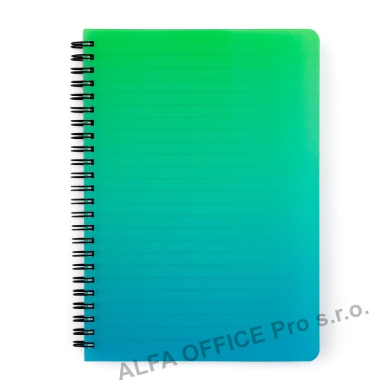 Blok kroužkový OMBRE - A5 / linka / zelená