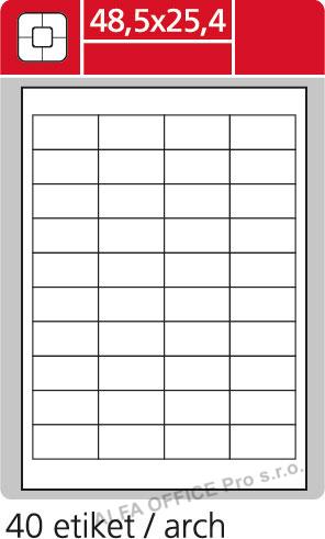 Print etikety A4 pro laserový a inkoustový tisk - 48,5 x 25,4 mm (40 etiket / arch ) / sní