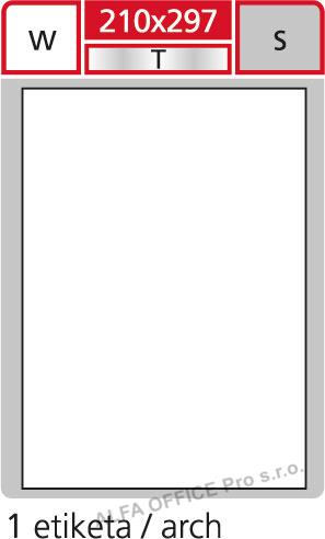 Print etikety A4 pro laserový a inkoustový tisk - 210 x 297 mm (1 etiketa / arch ) / trans