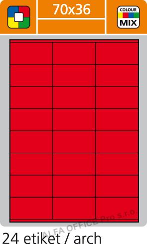 Print etikety A4 pro laserový a inkoustový tisk - 70 x 36 mm (24 etiket/ arch) červená