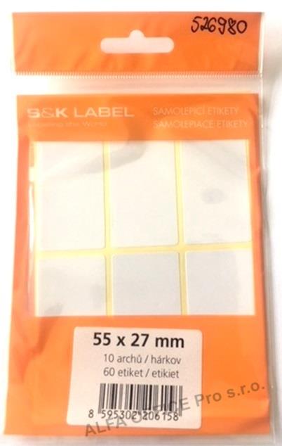 Samolepicí etikety v sáčku - 55 x 27 mm / 60 etiket