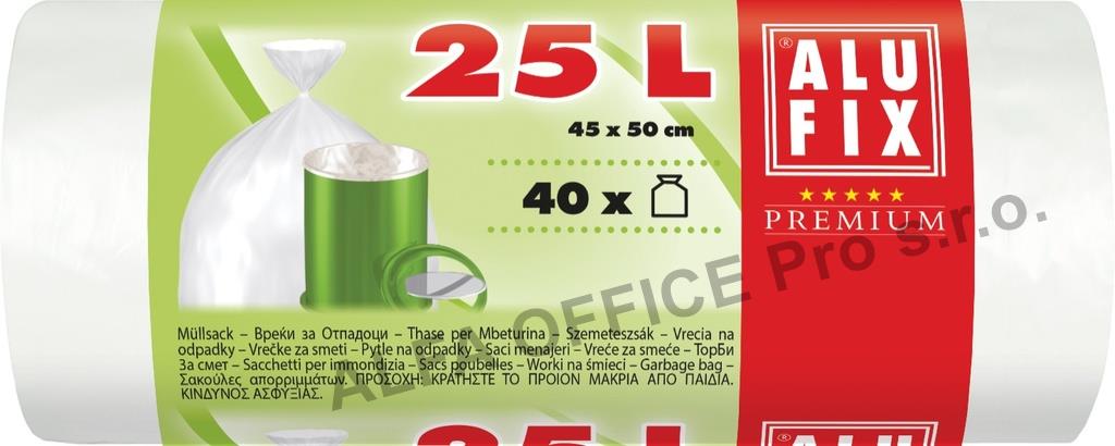 Pytle do koše Alufix Premium - 50x45cm / 25litrů / 10my / 40ks / bílá