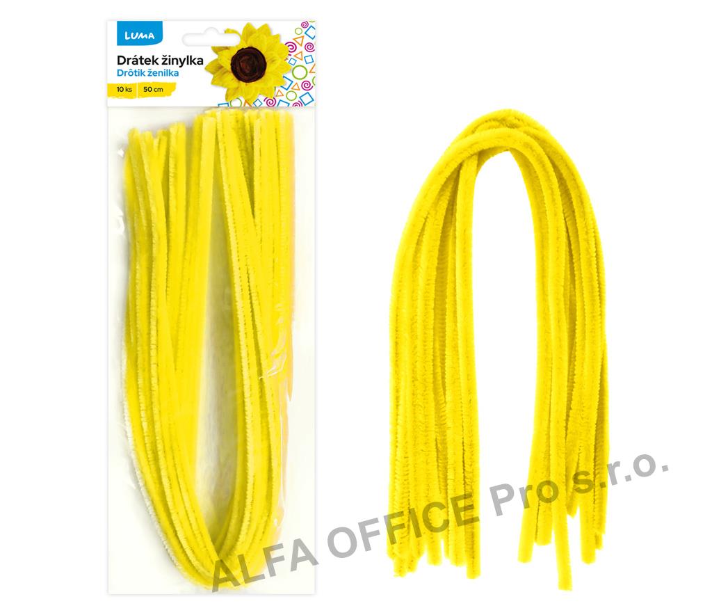 Drátek žinylka 500 x 8mm - žlutá / 10ks