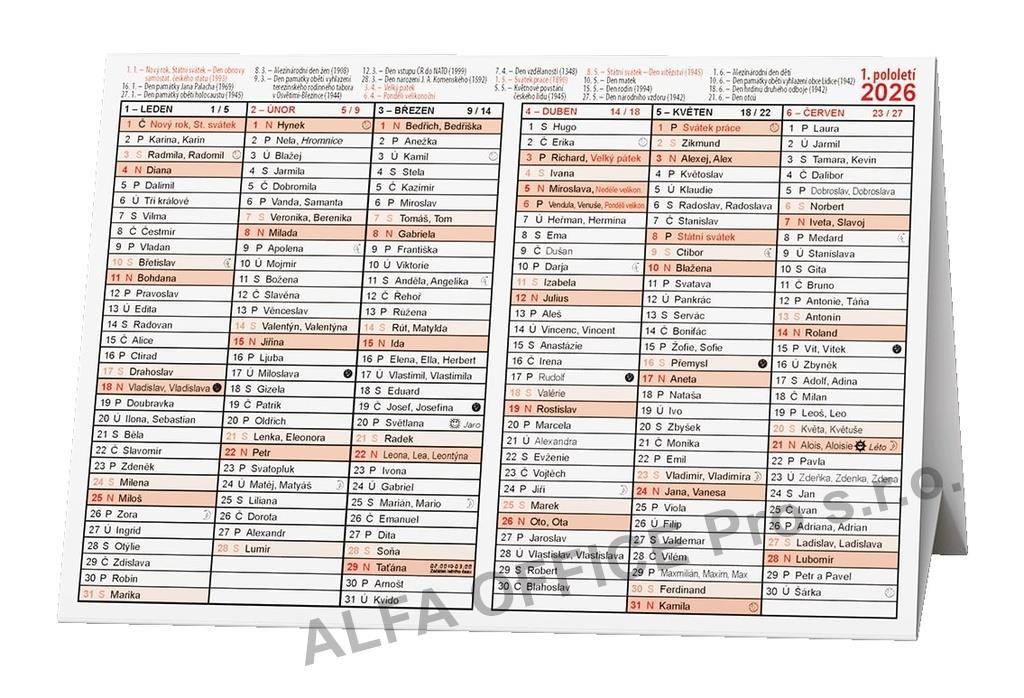 Plánovací kalendáře - Stříškový A5 / BKA2
